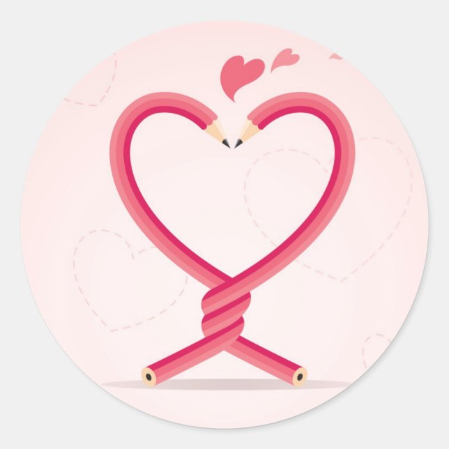 Sticker Rond Les crayons amoureux (Devant)