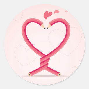 Sticker Rond Les crayons amoureux