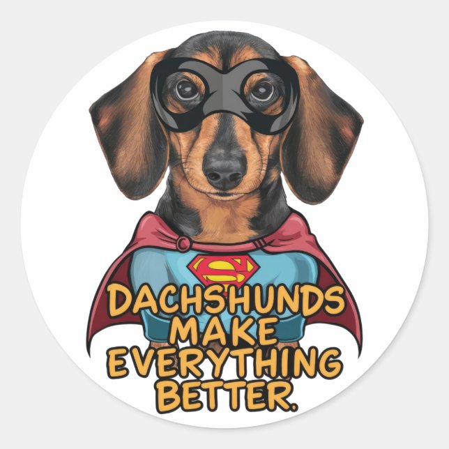 Sticker Rond Les Dachshunds rendent tout meilleur (Devant)