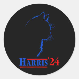 Sticker Rond Les Dames Pour Kamala Drôle Chat 2024 Président Ka
