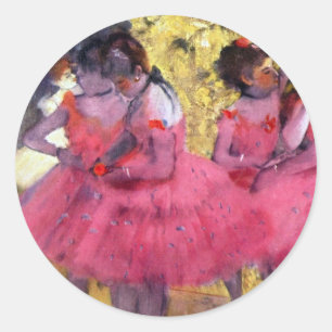 Sticker Rond Les Danseuses roses, avant le ballet d'Edgar Degas