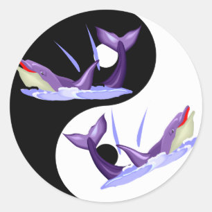 Sticker Rond Les dauphins de Yin Yang