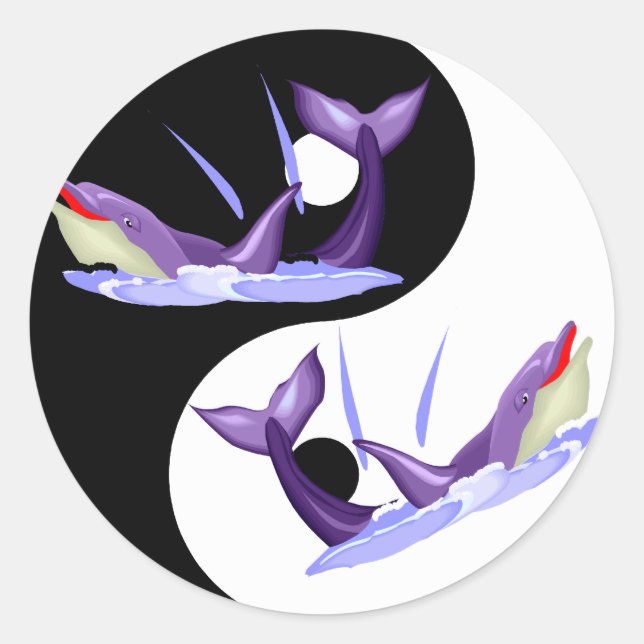 Sticker Rond Les dauphins de Yin Yang (Devant)