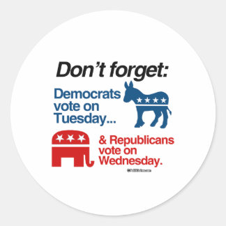 STICKER ROND LES DÉMOCRATES VOTENT MARDI