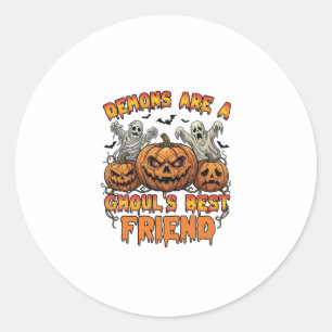 Sticker Rond Les démons sont des amis des goules citrouilles mo