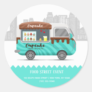 Sticker Rond Les desserts sucrés du cupcake street food truck