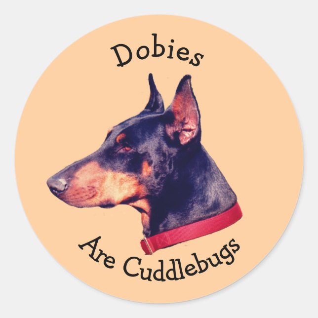 Sticker Rond Les Dobies Sont Des Bébés Doberman Pinscher (Devant)