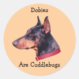 Sticker Rond Les Dobies Sont Des Bébés Doberman Pinscher Sticke