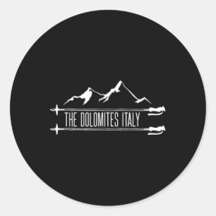 Sticker Rond Les Dolomites Italie Ski