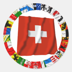 Sticker Rond Les drapeaux des cantons de Suisse