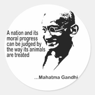 Sticker Rond Les droits des animaux du Mahatma Gandhi