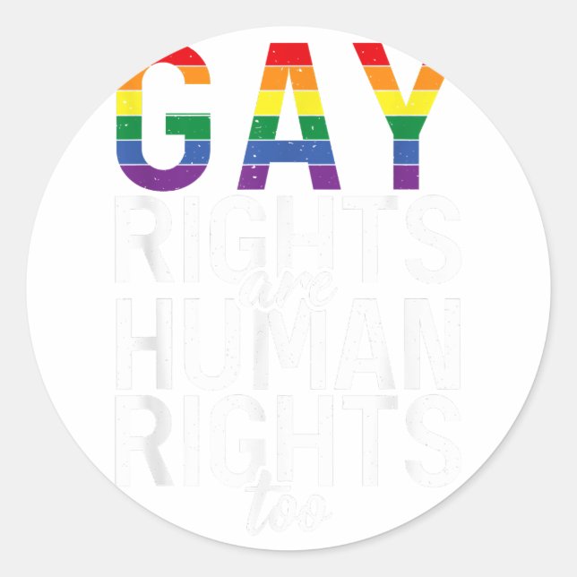 Sticker Rond Les droits des gays sont des droits humains trop b (Devant)
