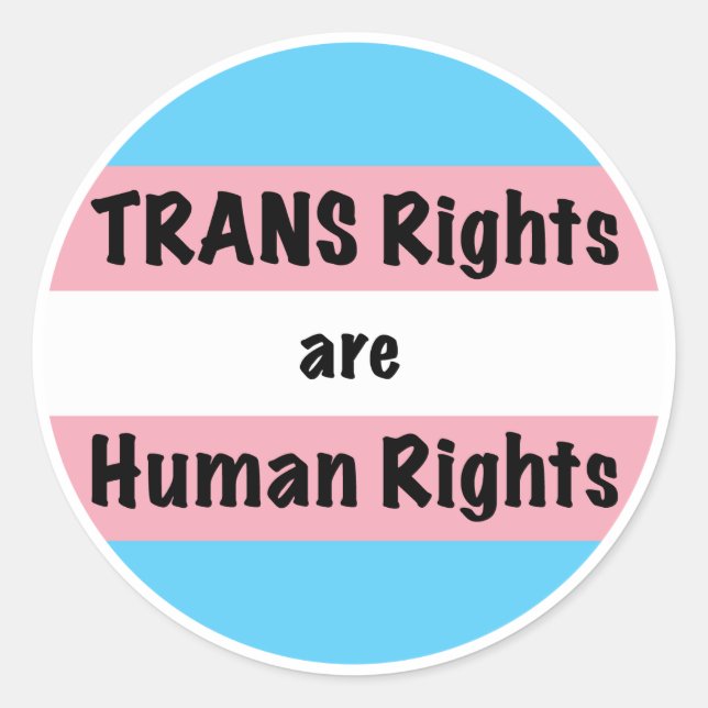 Sticker Rond Les droits TRANS sont des droits humains (Devant)