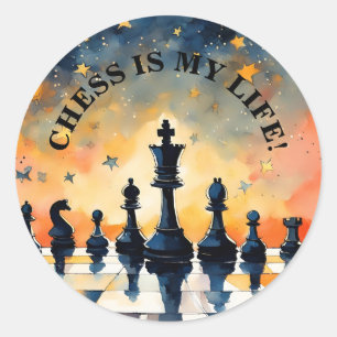 Sticker Rond Les échecs, c'est ma vie