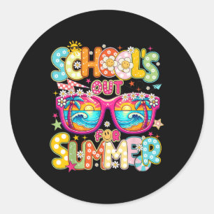 Sticker Rond Les Écoles Pour L'Été Dernier Jour De L'École