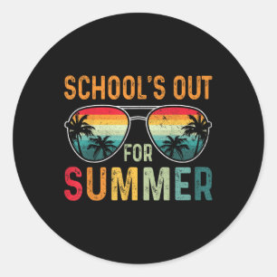 Sticker Rond Les Écoles Rétro Sorties Pour La Dernière Journée
