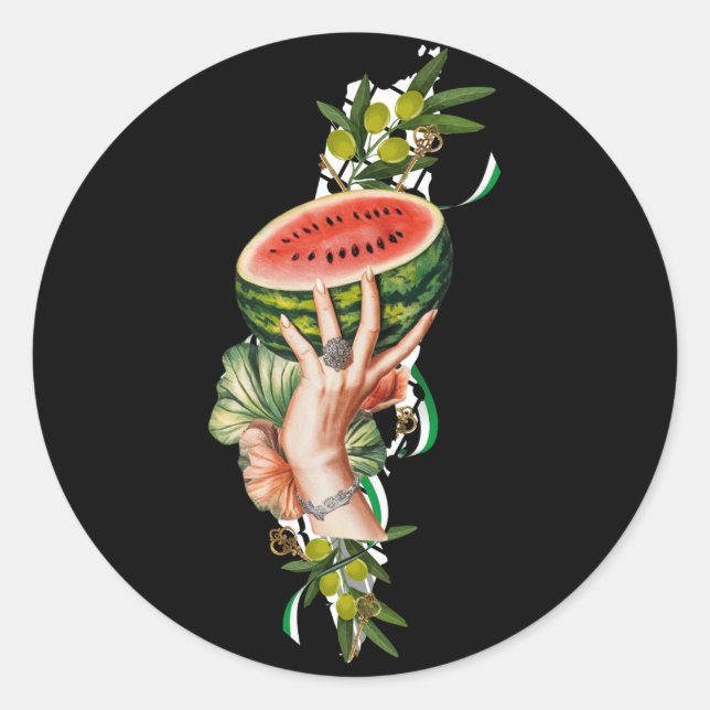 Sticker Rond Les éléments palestiniens traditionnels en palesti (Devant)