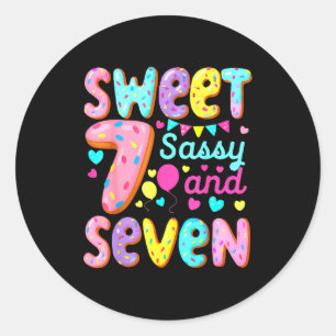 Sticker Rond Les enfants 7e anniversaire Sweet Sy et sept ans B