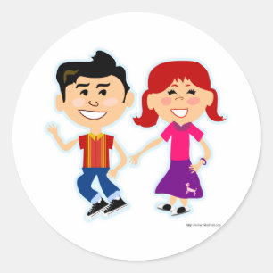 Sticker Rond Les enfants à sock Hop