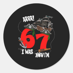 Sticker Rond Les enfants arrr avaient 6 ans, 7 ans thème pirate