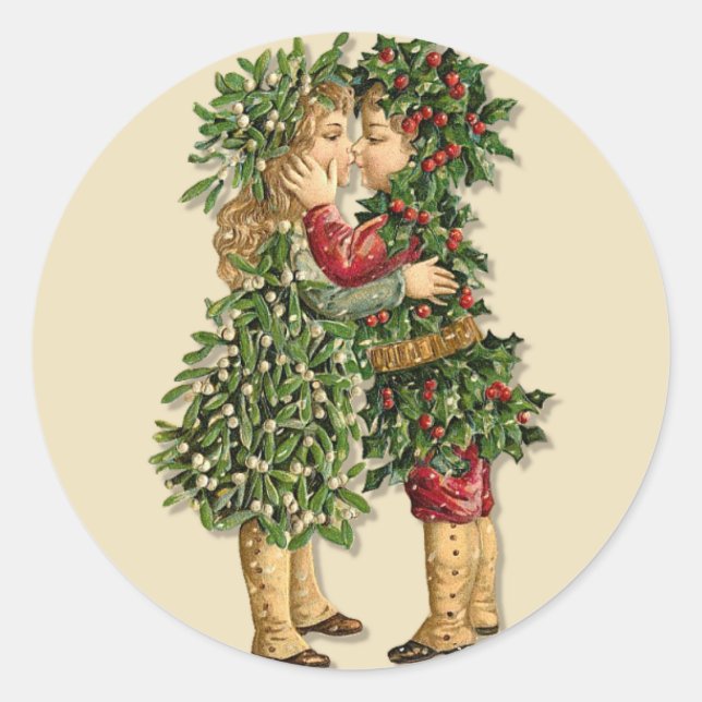 Sticker Rond Les enfants Holly et Mistletoe (Devant)