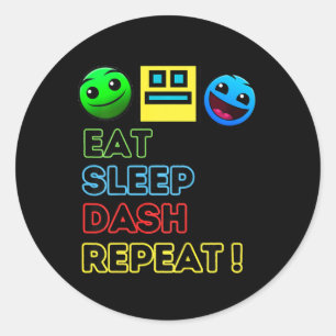 Sticker Rond Les enfants mangent dorment dash répètent jeu vidé