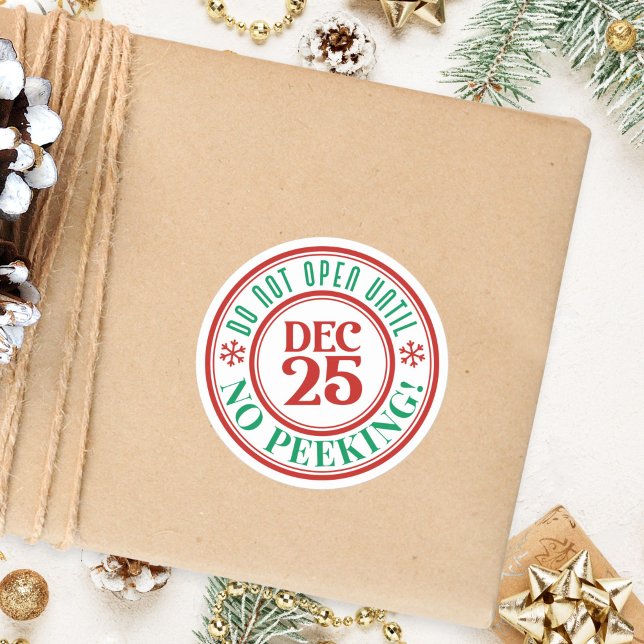 Sticker Rond Les Enfants N'Ouvrent Pas Jusqu'À Noël Ne Pékin (Créateur téléchargé)