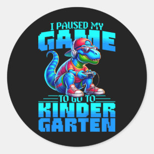 Sticker Rond Les enfants reviennent à l'école T-rex J'ai mis mo