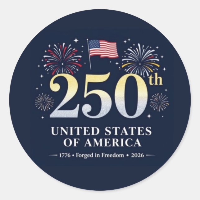 Sticker Rond Les États-Unis célèbrent 250 ans (Devant)