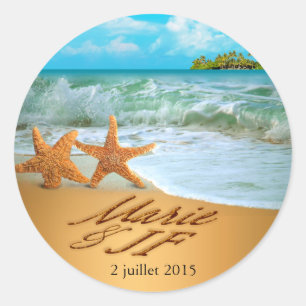 Sticker Rond Les étoiles de mer couplent DEMANDENT À FAIRE