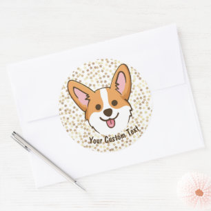 Sticker Rond Les étoiles de Pembroke Welsh Corgi Puppy Dog