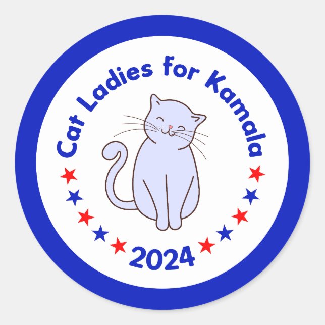 Sticker Rond Les femmes au chat pour l'élection de Kamala 2024 (Devant)