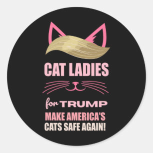 Sticker Rond Les femmes au chat pour Trump rendent les chats am