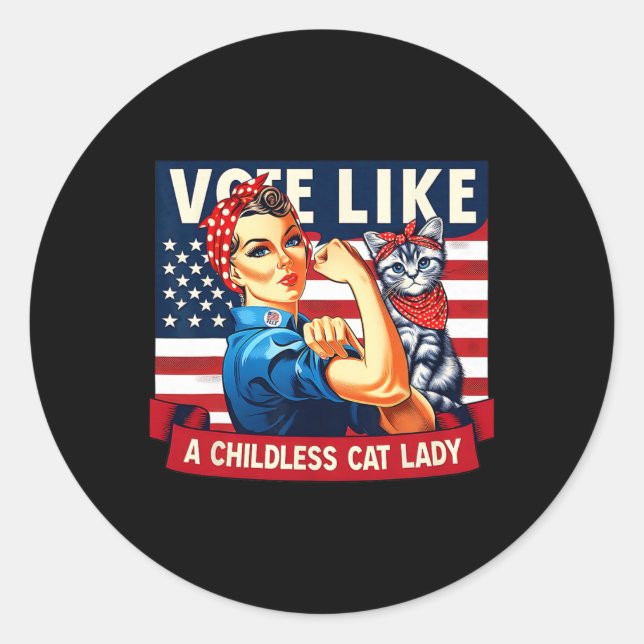 Sticker Rond Les femmes au chat votent Kamala (Devant)