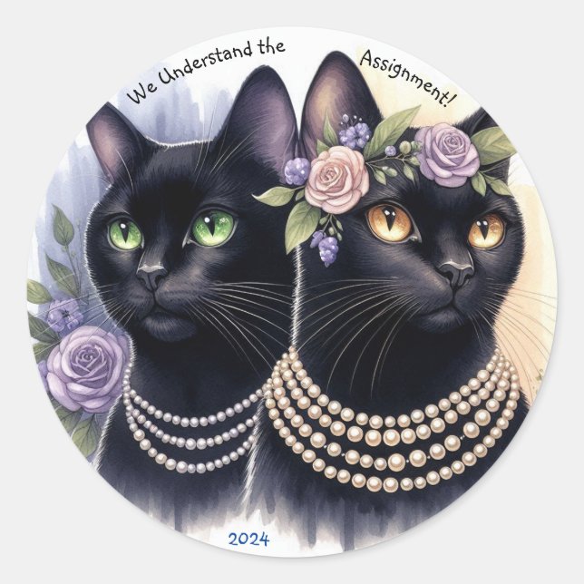 Sticker Rond Les femmes de chat comprennent l'affectation class (Devant)