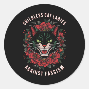 Sticker Rond Les femmes de chat sans enfants contre le fascisme