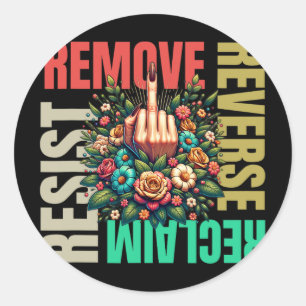 Sticker Rond Les femmes doigt du milieu enlèvent la réclamation