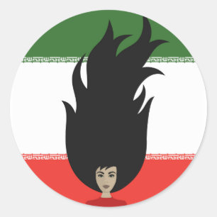 Sticker Rond Les femmes iraniennes luttent pour l'égalité, anti