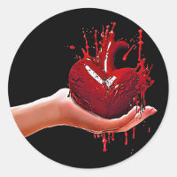 les femmes main tenant sang coeur coeur briser Art