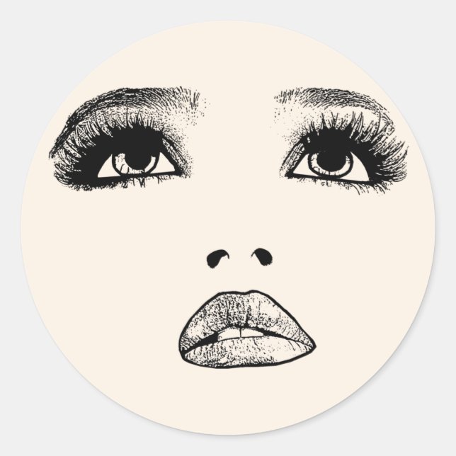 Sticker Rond Les femmes regardent vers le haut Maquillage Beaut (Devant)