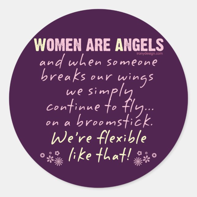 Sticker Rond Les femmes sont des anges (Devant)
