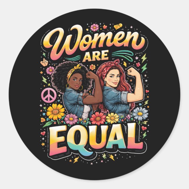 Sticker Rond Les femmes sont égales (Devant)