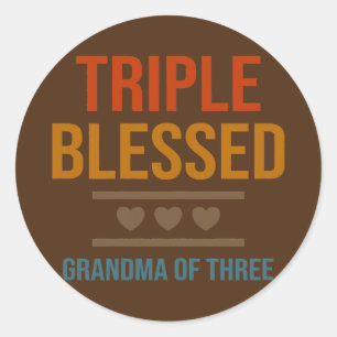 Sticker Rond Les Femmes Triple Béni Grand-Mère De Trois Petits-