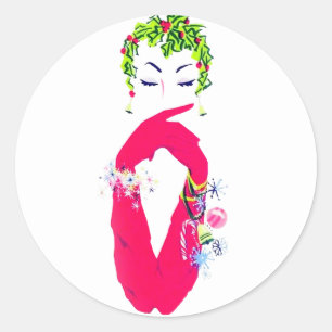 Sticker Rond Les femmes Vintages branchées Jingle All Way