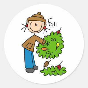 Sticker Rond Les Feuilles Tombés Du Sac D'Automne