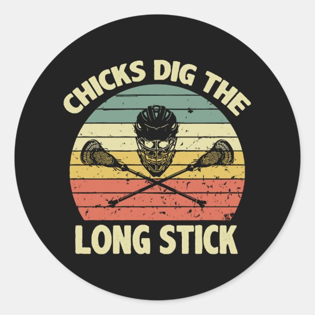 Sticker Rond Les filles adorent le long bâton (Devant)
