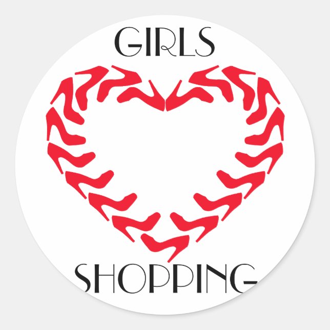 STICKER ROND LES FILLES AIMENT FAIRE DU SHOPPING (Devant)