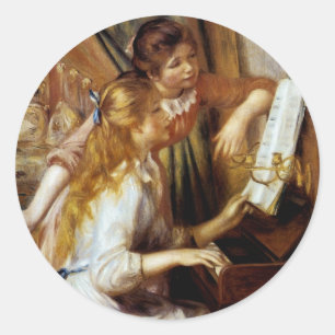 Sticker Rond Les filles au piano