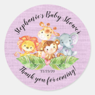 Sticker Rond Les filles de la jungle en Baby shower préfèrent l