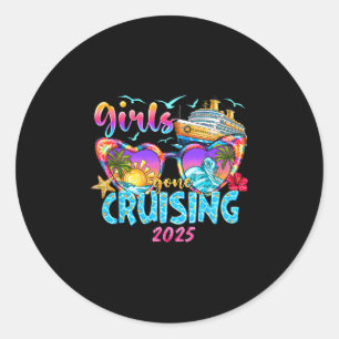 Sticker Rond Les filles en croisière 2025 Voyage de vacances en